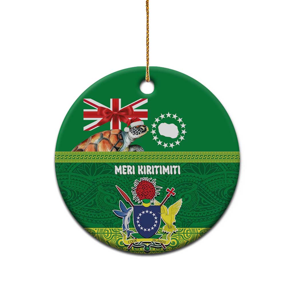 Cook Islands Meri Kiritimiti Ceramic Ornament Christmas Turtle - Cooks Islands Emblems and Polynesian Art Pattern LT03 - Polynesian Pride