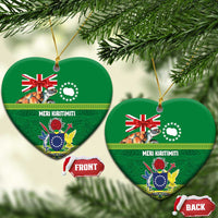 Cook Islands Meri Kiritimiti Ceramic Ornament Christmas Turtle - Cooks Islands Emblems and Polynesian Art Pattern LT03 Heart Green - Polynesian Pride