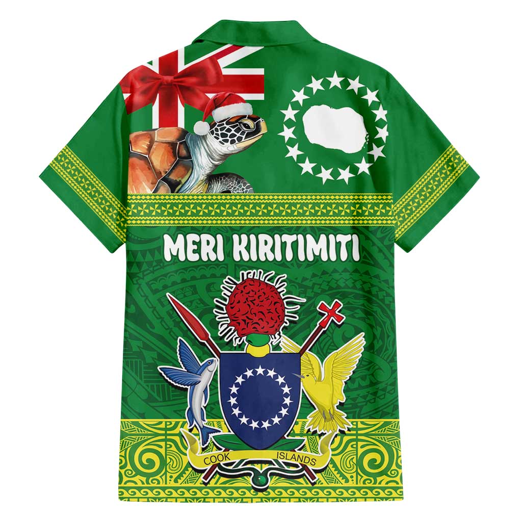 Cook Islands Meri Kiritimiti Family Matching Long Sleeve Bodycon Dress and Hawaiian Shirt Christmas Turtle - Cooks Islands Emblems and Polynesian Art Pattern LT03 - Polynesian Pride