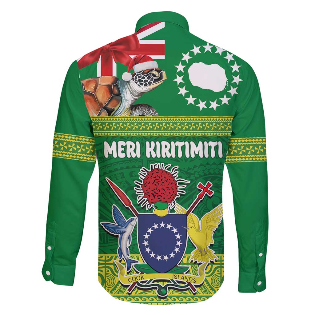 Cook Islands Meri Kiritimiti Family Matching Long Sleeve Bodycon Dress and Hawaiian Shirt Christmas Turtle - Cooks Islands Emblems and Polynesian Art Pattern LT03 - Polynesian Pride