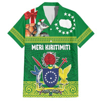 Cook Islands Meri Kiritimiti Family Matching Puletasi and Hawaiian Shirt Christmas Turtle - Cooks Islands Emblems and Polynesian Art Pattern LT03 Dad's Shirt - Short Sleeve Green - Polynesian Pride