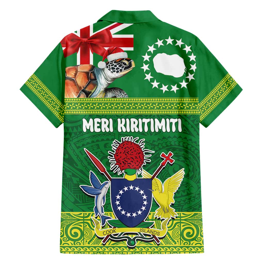 Cook Islands Meri Kiritimiti Hawaiian Shirt Christmas Turtle - Cooks Islands Emblems and Polynesian Art Pattern