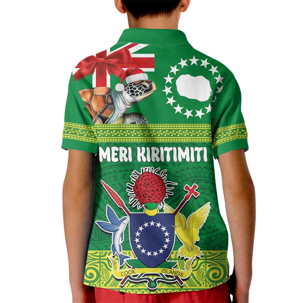 Cook Islands Meri Kiritimiti Kid Polo Shirt Christmas Turtle - Cooks Islands Emblems and Polynesian Art Pattern LT03 - Polynesian Pride