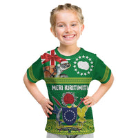 Cook Islands Meri Kiritimiti Kid T Shirt Christmas Turtle - Cooks Islands Emblems and Polynesian Art Pattern LT03 Green - Polynesian Pride