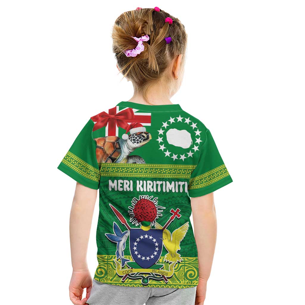 Cook Islands Meri Kiritimiti Kid T Shirt Christmas Turtle - Cooks Islands Emblems and Polynesian Art Pattern LT03 - Polynesian Pride