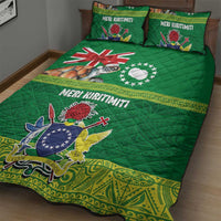 Cook Islands Meri Kiritimiti Quilt Bed Set Christmas Turtle - Cooks Islands Emblems and Polynesian Art Pattern
