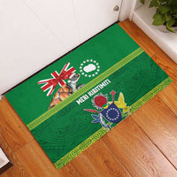 Cook Islands Meri Kiritimiti Rubber Doormat Christmas Turtle - Cooks Islands Emblems and Polynesian Art Pattern LT03 - Polynesian Pride