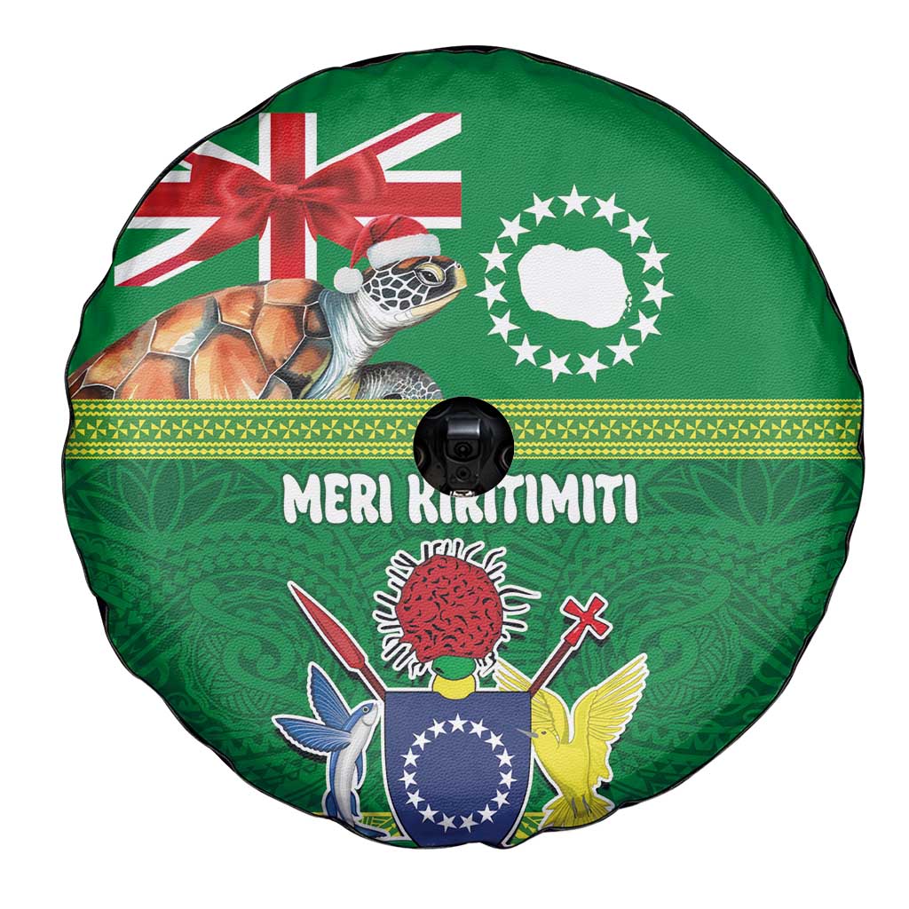 Cook Islands Meri Kiritimiti Spare Tire Cover Christmas Turtle - Cooks Islands Emblems and Polynesian Art Pattern