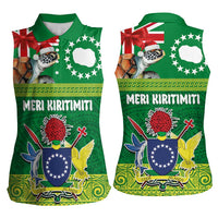 Cook Islands Meri Kiritimiti Women Sleeveless Polo Shirt Christmas Turtle - Cooks Islands Emblems and Polynesian Art Pattern LT03 - Polynesian Pride