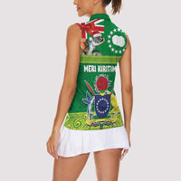 Cook Islands Meri Kiritimiti Women Sleeveless Polo Shirt Christmas Turtle - Cooks Islands Emblems and Polynesian Art Pattern LT03 - Polynesian Pride