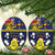 Niue Monuina e Kilisimasi Ceramic Ornament Christmas Uga - Niue Map and Emblem with Hiapo Art Pattern