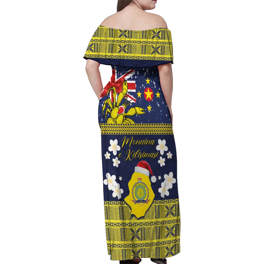 Niue Monuina e Kilisimasi Family Matching Off Shoulder Maxi Dress and Hawaiian Shirt Christmas Uga - Niue Map and Emblem with Hiapo Art Pattern LT03 - Polynesian Pride