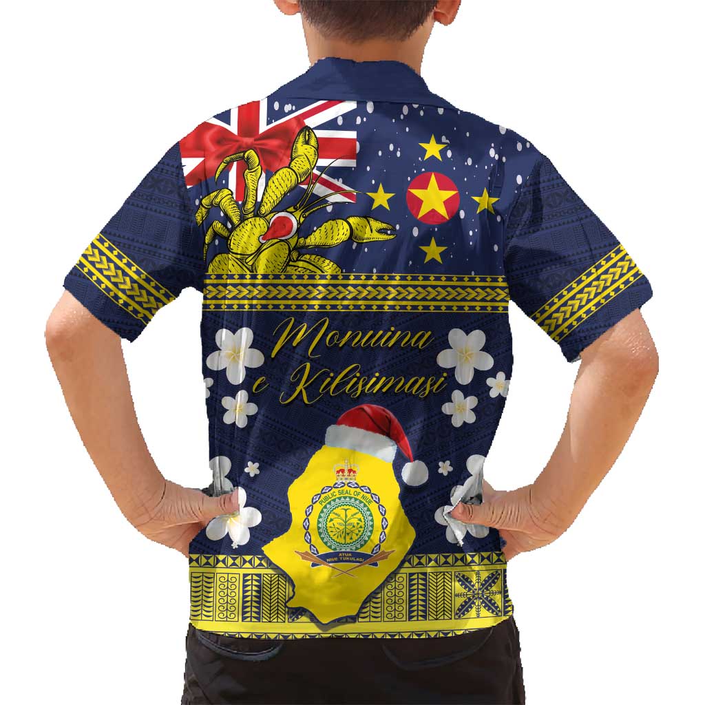 Niue Monuina e Kilisimasi Family Matching Tank Maxi Dress and Hawaiian Shirt Christmas Uga - Niue Map and Emblem with Hiapo Art Pattern LT03 - Polynesian Pride