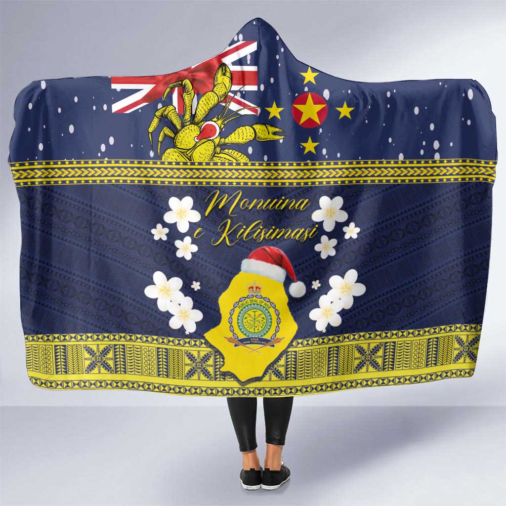 Niue Monuina e Kilisimasi Hooded Blanket Christmas Uga - Niue Map and Emblem with Hiapo Art Pattern