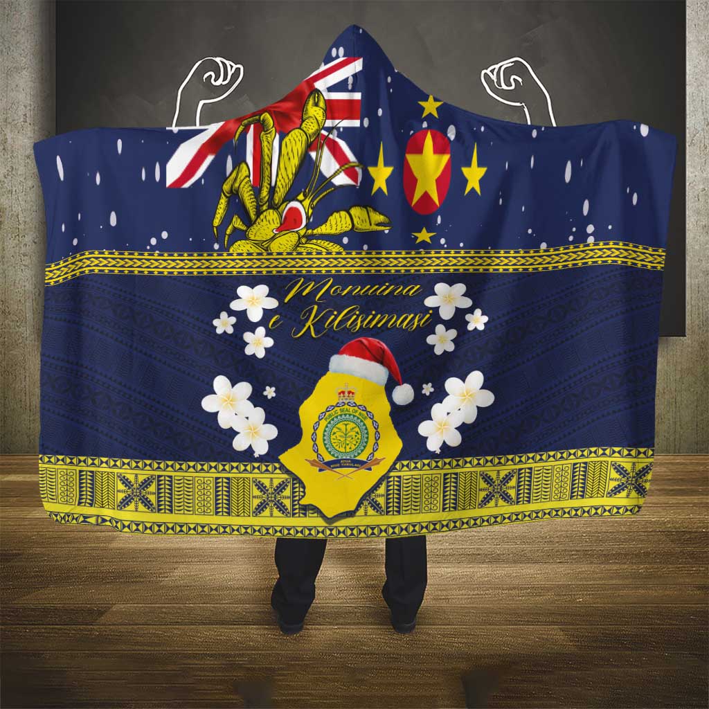 Niue Monuina e Kilisimasi Hooded Blanket Christmas Uga - Niue Map and Emblem with Hiapo Art Pattern