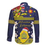 Niue Monuina e Kilisimasi Long Sleeve Button Shirt Christmas Uga - Niue Map and Emblem with Hiapo Art Pattern LT03 - Polynesian Pride