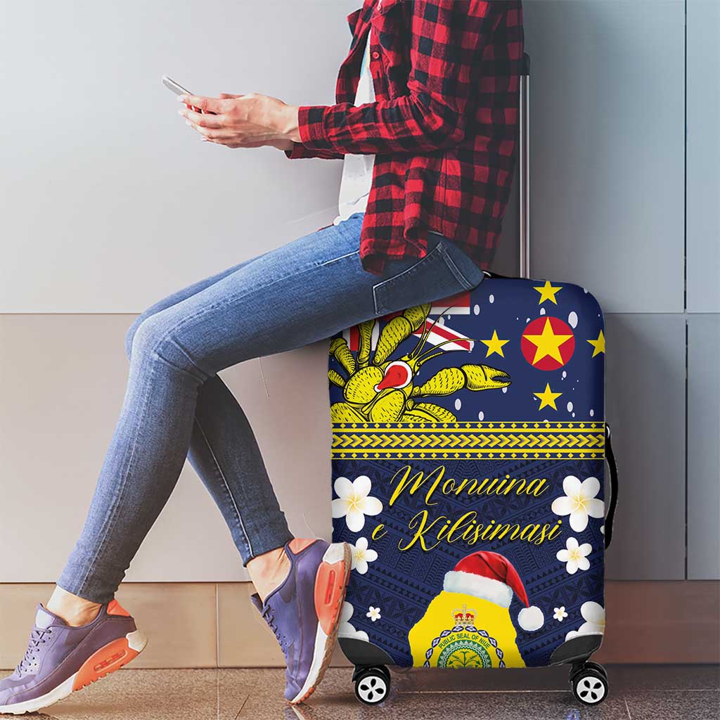 Niue Monuina e Kilisimasi Luggage Cover Christmas Uga - Niue Map and Emblem with Hiapo Art Pattern