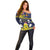 Niue Monuina e Kilisimasi Off Shoulder Sweater Christmas Uga - Niue Map and Emblem with Hiapo Art Pattern