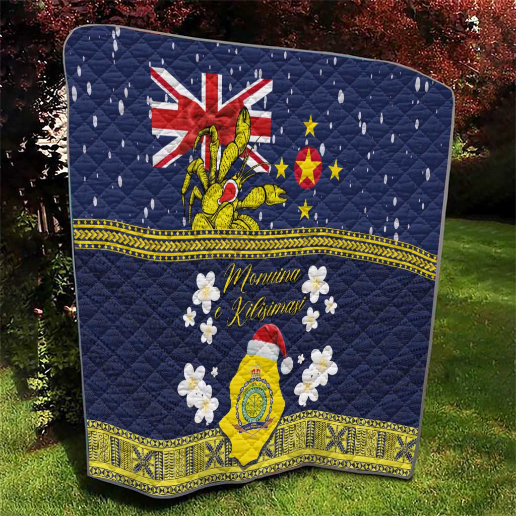 Niue Monuina e Kilisimasi Quilt Christmas Uga - Niue Map and Emblem with Hiapo Art Pattern