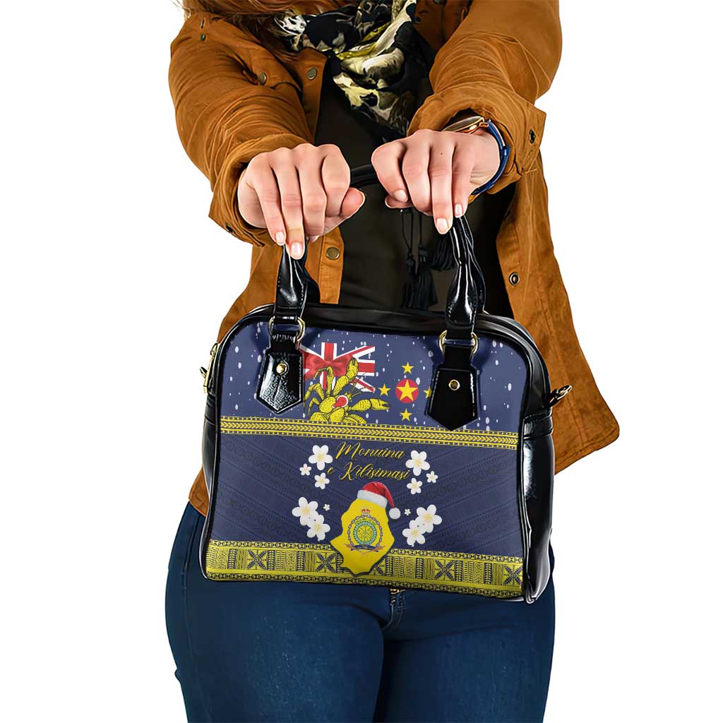 Niue Monuina e Kilisimasi Shoulder Handbag Christmas Uga - Niue Map and Emblem with Hiapo Art Pattern