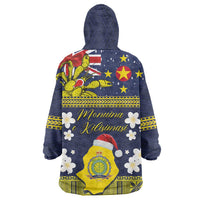 Niue Monuina e Kilisimasi Wearable Blanket Hoodie Christmas Uga - Niue Map and Emblem with Hiapo Art Pattern LT03 - Polynesian Pride