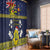 Niue Monuina e Kilisimasi Window Curtain Christmas Uga - Niue Map and Emblem with Hiapo Art Pattern