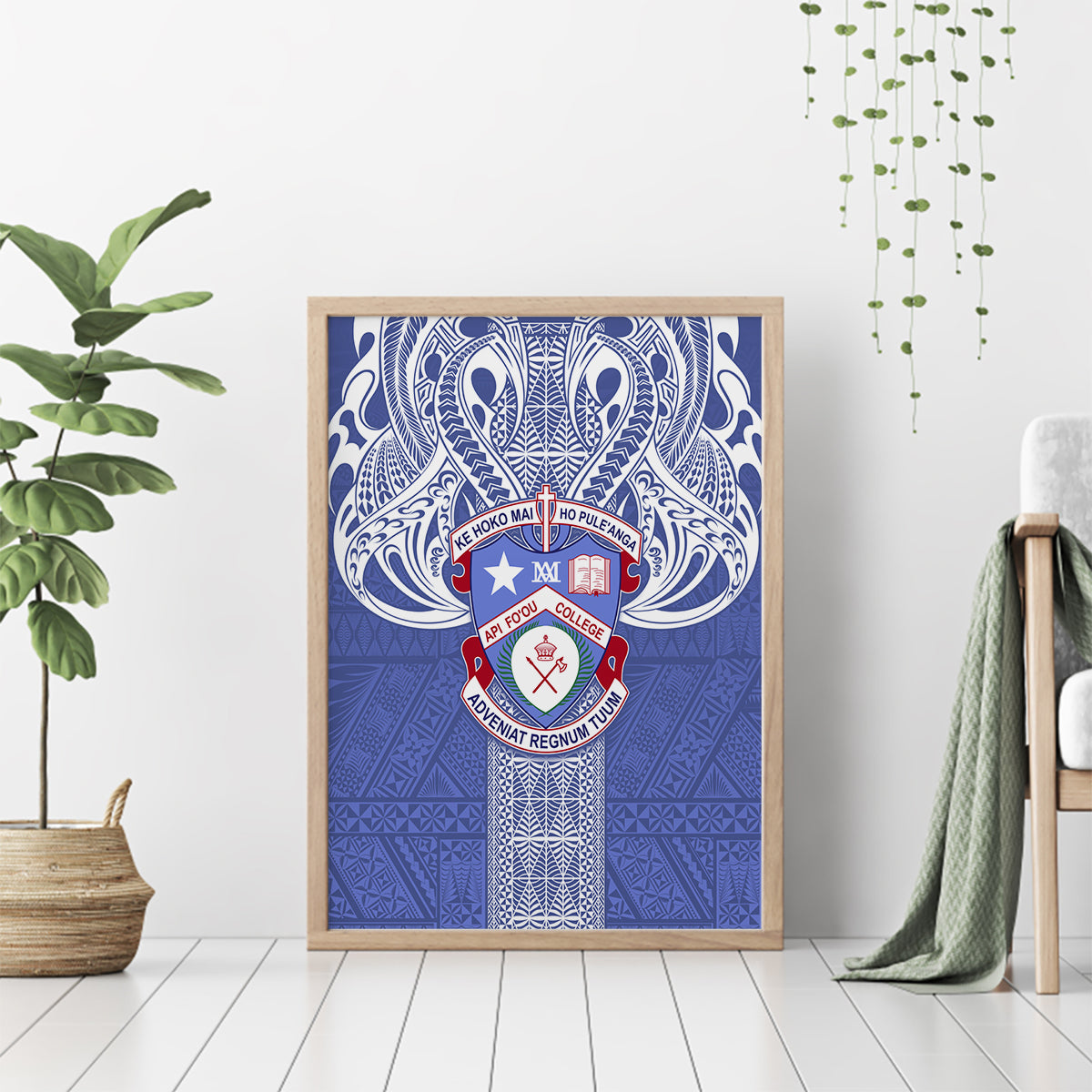 Tonga Apifoou School Canvas Wall Art Ngatu and Polynesian Pattern LT03 - Polynesian Pride