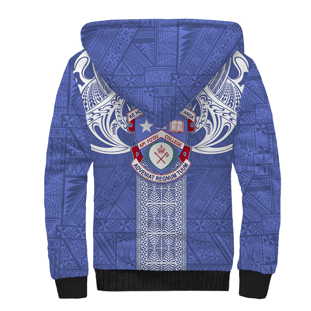 Tonga Apifoou School Sherpa Hoodie Ngatu and Polynesian Pattern LT03 - Polynesian Pride
