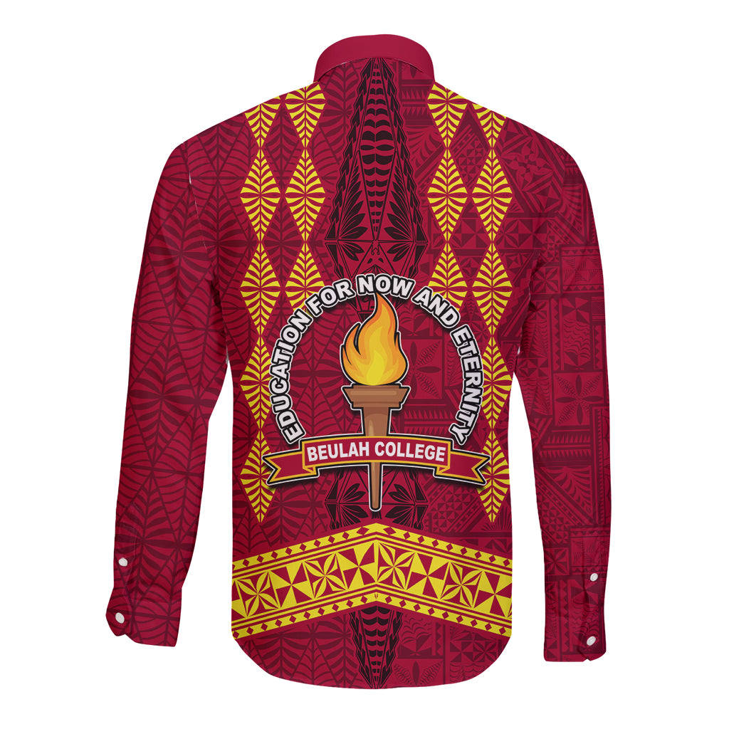 Tonga Beulah College Long Sleeve Button Shirt Ngatu and Polynesian Pattern LT03 - Polynesian Pride