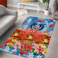 Hawaiian Love-Couple Dolphins and Flamingos Area Rug - Polynesian Pride