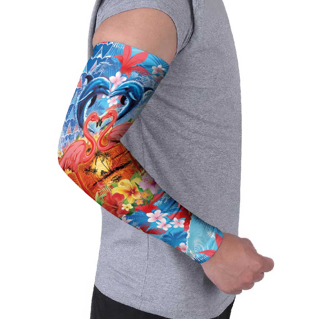 Hawaiian Love-Couple Dolphins and Flamingos Arm Sleeves - Polynesian Pride