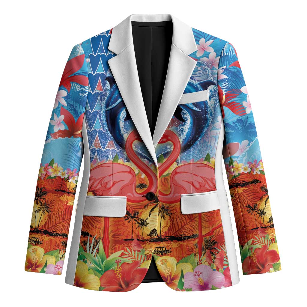 Hawaiian Love-Couple Dolphins and Flamingos Blazer - Polynesian Pride