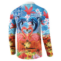Hawaiian Love-Couple Dolphins and Flamingos Button Sweatshirt - Polynesian Pride