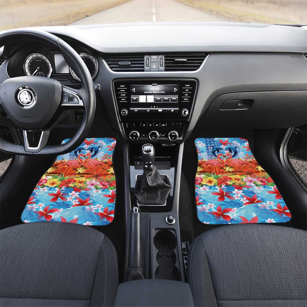 Hawaiian Love-Couple Dolphins and Flamingos Car Mats - Polynesian Pride