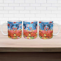 Hawaiian Love-Couple Dolphins and Flamingos Ceramic Mug - Polynesian Pride