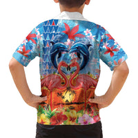 Hawaiian Love-Couple Dolphins and Flamingos Family Matching Puletasi and Hawaiian Shirt - Polynesian Pride