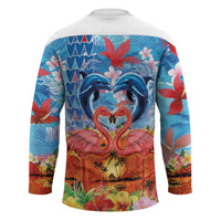 Hawaiian Love-Couple Dolphins and Flamingos Hockey Jersey - Polynesian Pride