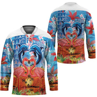 Hawaiian Love-Couple Dolphins and Flamingos Hockey Jersey - Polynesian Pride