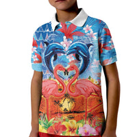 Hawaiian Love-Couple Dolphins and Flamingos Kid Polo Shirt - Polynesian Pride