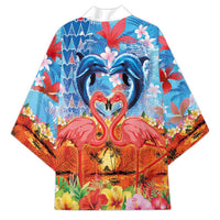 Hawaiian Love-Couple Dolphins and Flamingos Kimono - Polynesian Pride