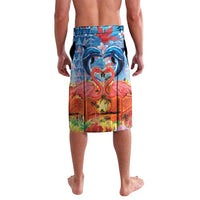 Hawaiian Love-Couple Dolphins and Flamingos Lavalava - Polynesian Pride