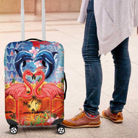 Hawaiian Love-Couple Dolphins and Flamingos Luggage Cover - Polynesian Pride