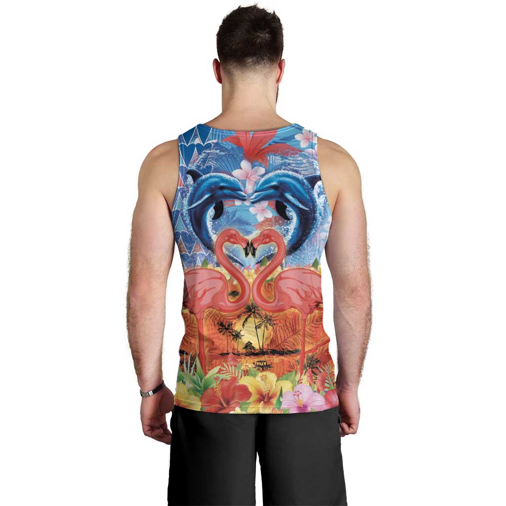 Hawaiian Love-Couple Dolphins and Flamingos Men Tank Top - Polynesian Pride