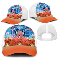 Hawaiian Love-Couple Dolphins and Flamingos Mesh Trucker Cap - Polynesian Pride