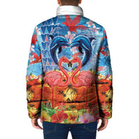Hawaiian Love-Couple Dolphins and Flamingos Padded Jacket - Polynesian Pride