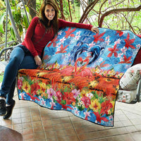 Hawaiian Love-Couple Dolphins and Flamingos Quilt - Polynesian Pride