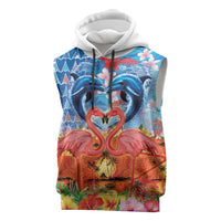 Hawaiian Love-Couple Dolphins and Flamingos Sleeveless Hoodie - Polynesian Pride
