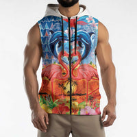 Hawaiian Love-Couple Dolphins and Flamingos Sleeveless Zip Hoodie - Polynesian Pride