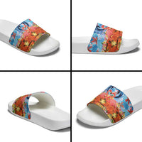 Hawaiian Love-Couple Dolphins and Flamingos Slide Sandals - Polynesian Pride