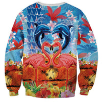 Hawaiian Love-Couple Dolphins and Flamingos Sweatshirt - Polynesian Pride